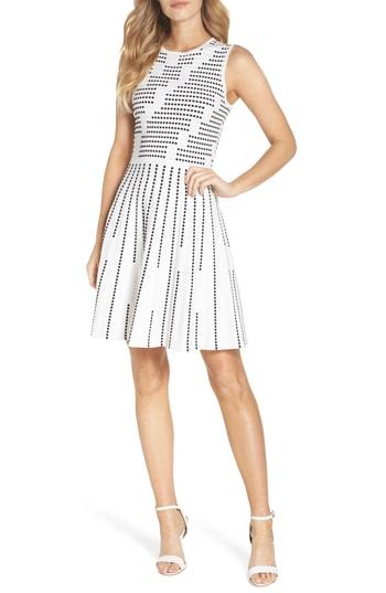 Women's Eliza J Print Fit & Flare Dress, Size - Ivory