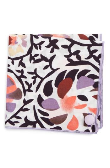 Men's Armstrong & Wilson Falling Leaves Cotton Pocket Square, Size - White