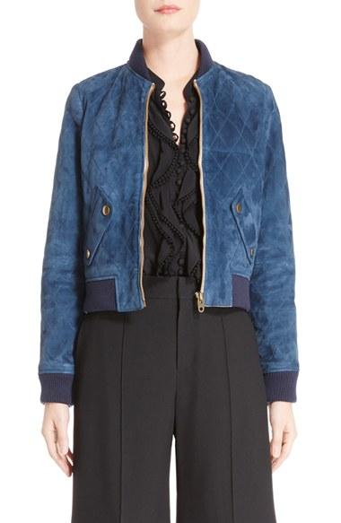 Women's Chloe Quilted Suede Bomber Jacket