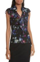 Women's Milly Emily Painted Floral Silk Top