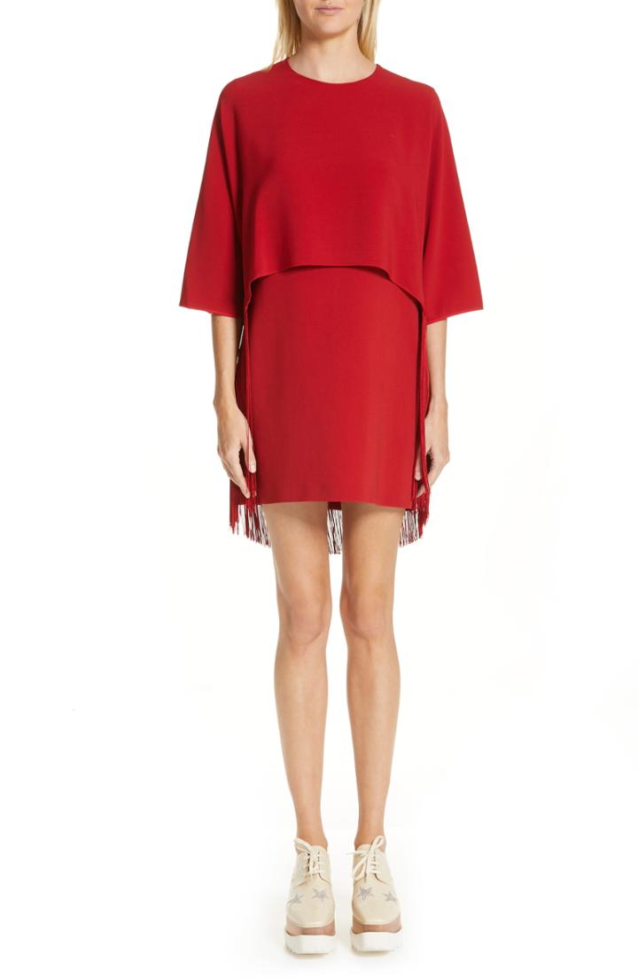 Women's Stella Mccartney Fringe Overlay Stretch Cady Dress Us / 34 It - Red