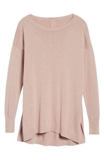 Women's Caslon Zip Back High/low Tunic Sweater, Size - Pink