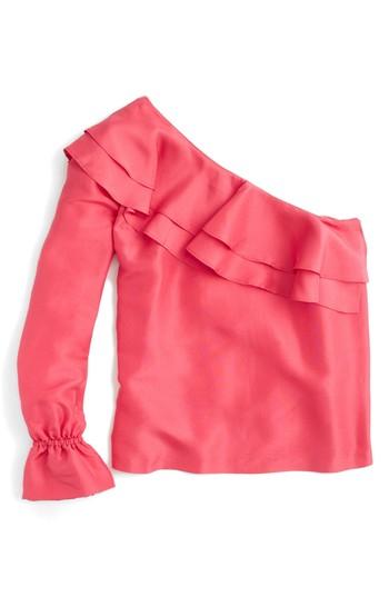 Women's J.crew One-shoulder Silk Shantung Top