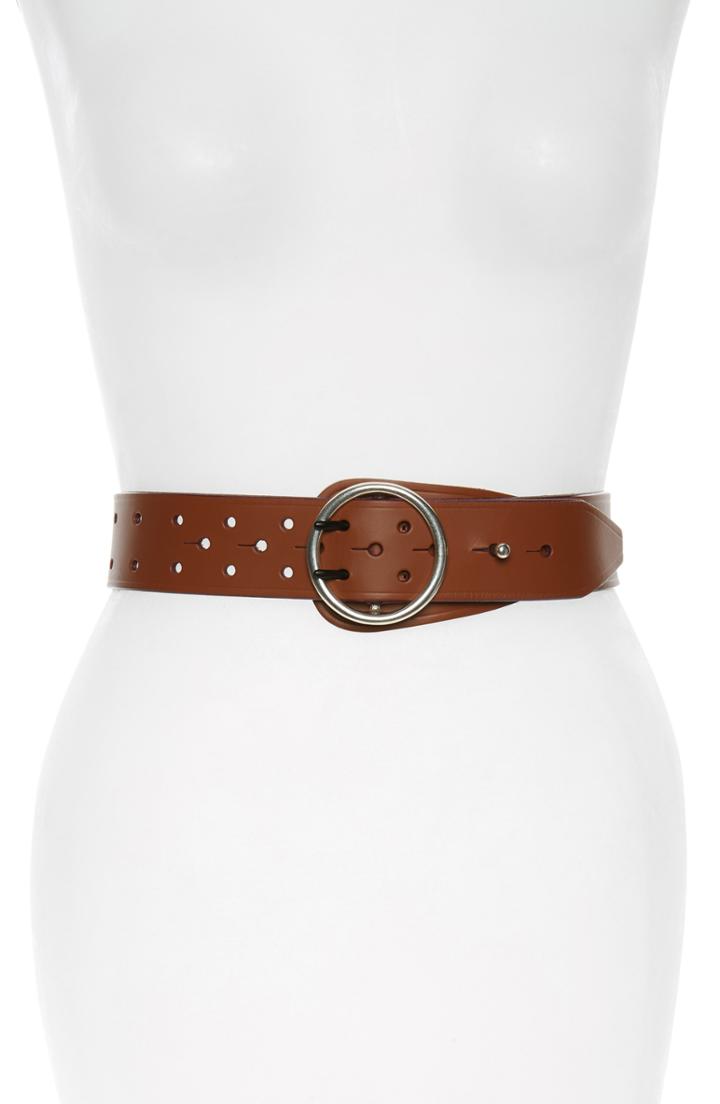 Women's Rag & Bone Flight Leather Belt - Tan Red