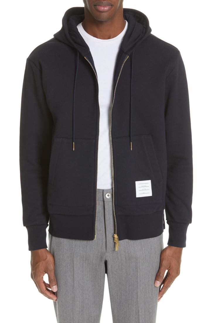 Men's Thom Browne Zip Hoodie - Blue