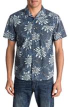Men's Quiksilver Floral Print Short Sleeve Sport Shirt - Blue