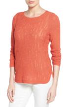 Petite Women's Nic+zoe Sheer Dusk Cotton Blend Layering Sweater P - Red