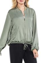 Women's Vince Camuto Hammered Satin Drawstring Bomber Jacket, Size - Green