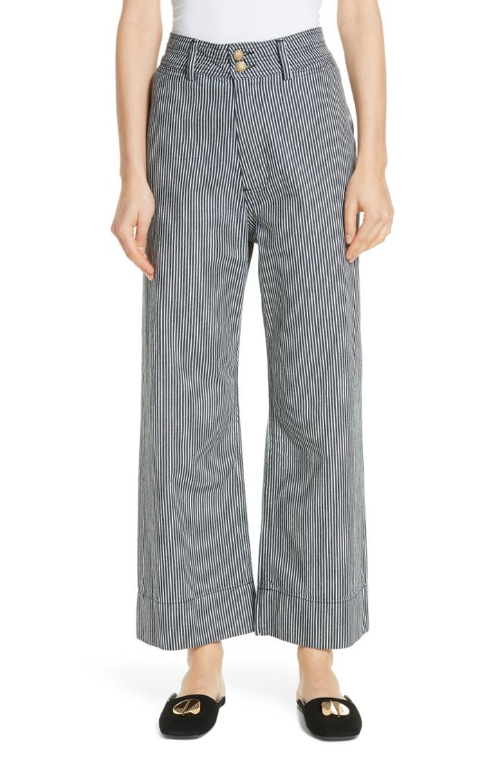 Women's Apiece Apart Merida Stripe Denim Wide Leg Pants - Black