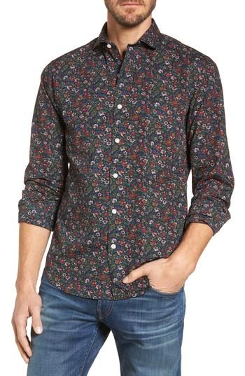 Men's Bonobos Unbutton Down Slim Fit Floral Sport Shirt, Size - Black
