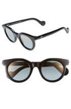 Women's Moncler 47mm Sunglasses - Shiny Black/ Blue Mirror
