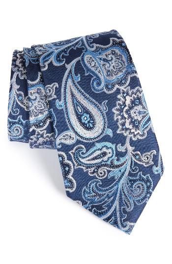 Men's Nordstrom Men's Shop Twill Paisley Silk Tie, Size X-long - Blue