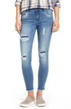 Women's Kut From The Kloth Frayed Hem Repaired Skinny Jeans - Blue