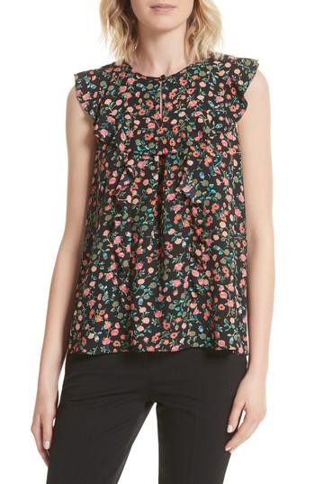 Women's Kate Spade New York Mini Bloom Ruffled Shell - Black