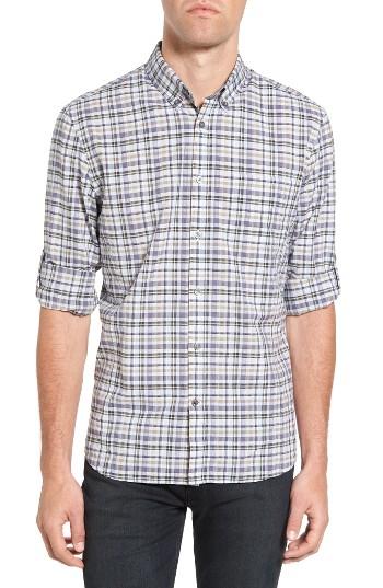 Men's John Varvatos Star Usa Mitchell Slim Fit Plaid Roll Sleeve Sport Shirt