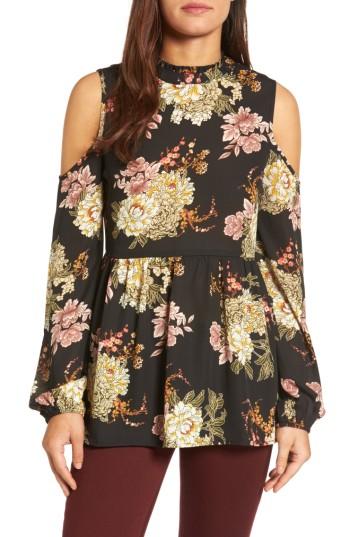 Women's Bobeau Ruffle Neck Babydoll Top, Size - Black