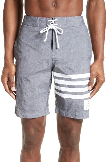 Men's Thom Browne 4-bar Print Tech Board Shorts