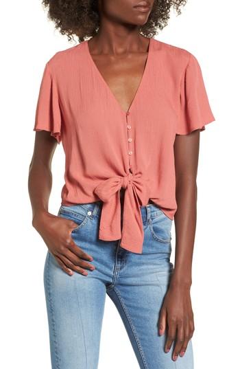 Women's Knot Front Shirt - Brown