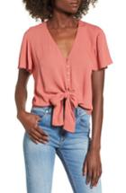 Women's Knot Front Shirt - Brown