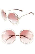Women's Chloe Carlina 62mm Oversize Round Sunglasses - Gold/ Burgundy W Print