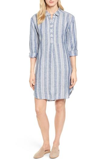 Women's Caslon Linen Shirt Dress, Size - Blue