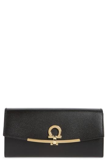 Women's Salvatore Ferragamo Calfskin Leather Wallet - Grey