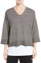 Women's Eileen Fisher Stripe Organic Linen Sweater
