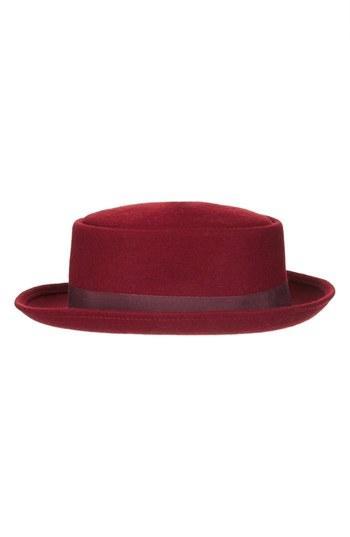 Topshop Rolled Edge Fedora Burgundy