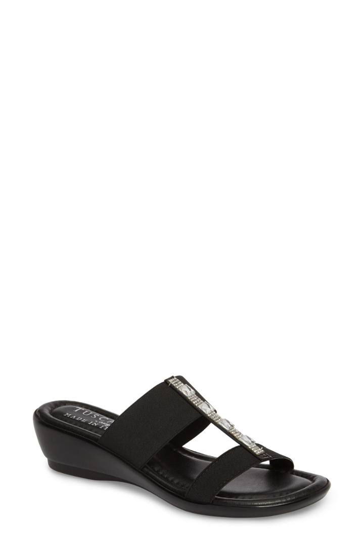 Women's Tuscany By Easy Street Elba Embellished Slide Sandal .5 W - Black