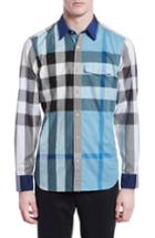 Men's Burberry Clandon Check Sport Shirt - Blue