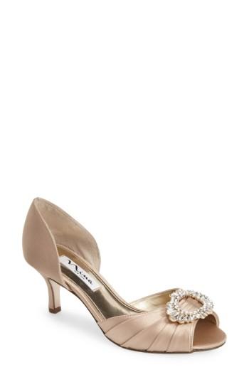 Women's Nina 'crystah' Embellished Satin Pump .5 M - Beige