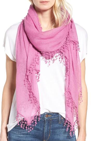 Women's La Fiorentina Pompom Cashmere Scarf, Size - Purple