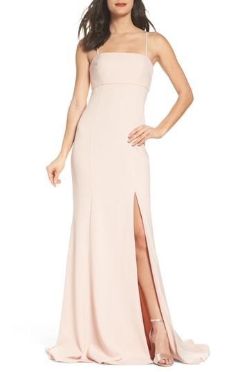 Women's Amsale Detachable Strap Crepe Mermaid Gown - Pink