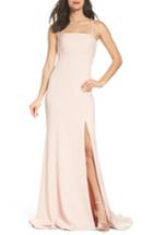 Women's Amsale Detachable Strap Crepe Mermaid Gown - Pink