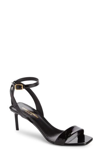 Women's Saint Laurent Edie Ankle Strap Sandal .5us / 36.5eu - Black