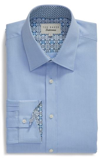 Men's Ted Baker London Ollyox Slim Fit Solid Dress Shirt .5 - Blue
