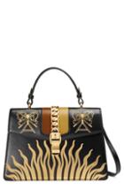 Gucci Medium Sylvie Top Handle Leather Bag - Black