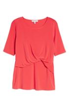 Women's Chaus Knot Front Top - Coral
