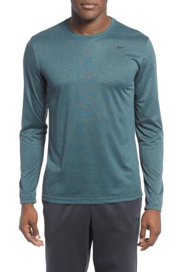 Men's Nike 'legend 2.0' Long Sleeve Dri-fit Training T-shirt, Size - Blue/green