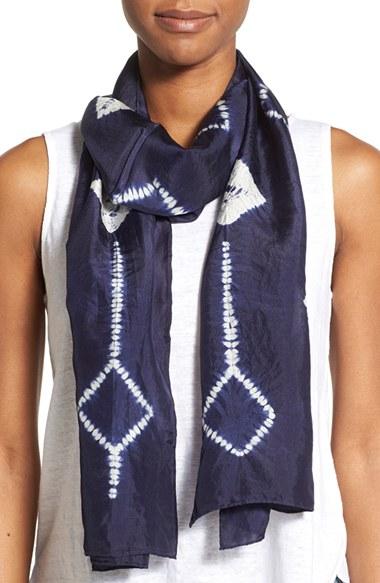 Women's Eileen Fisher Tie Dye Silk Scarf, Size - Blue