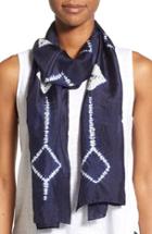 Women's Eileen Fisher Tie Dye Silk Scarf, Size - Blue