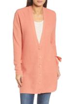 Women's Halogen Side Tie Cardigan - Coral