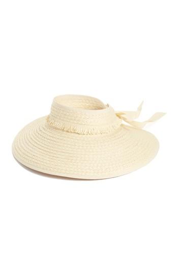 Women's Nordstrom Fringed Straw Sun Visor - Beige