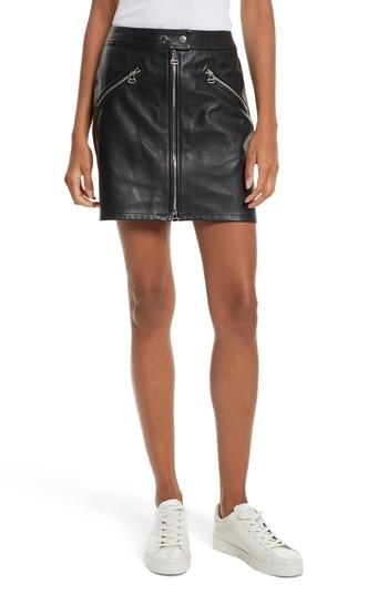 Women's Rag & Bone/jean Racer Leather Miniskirt