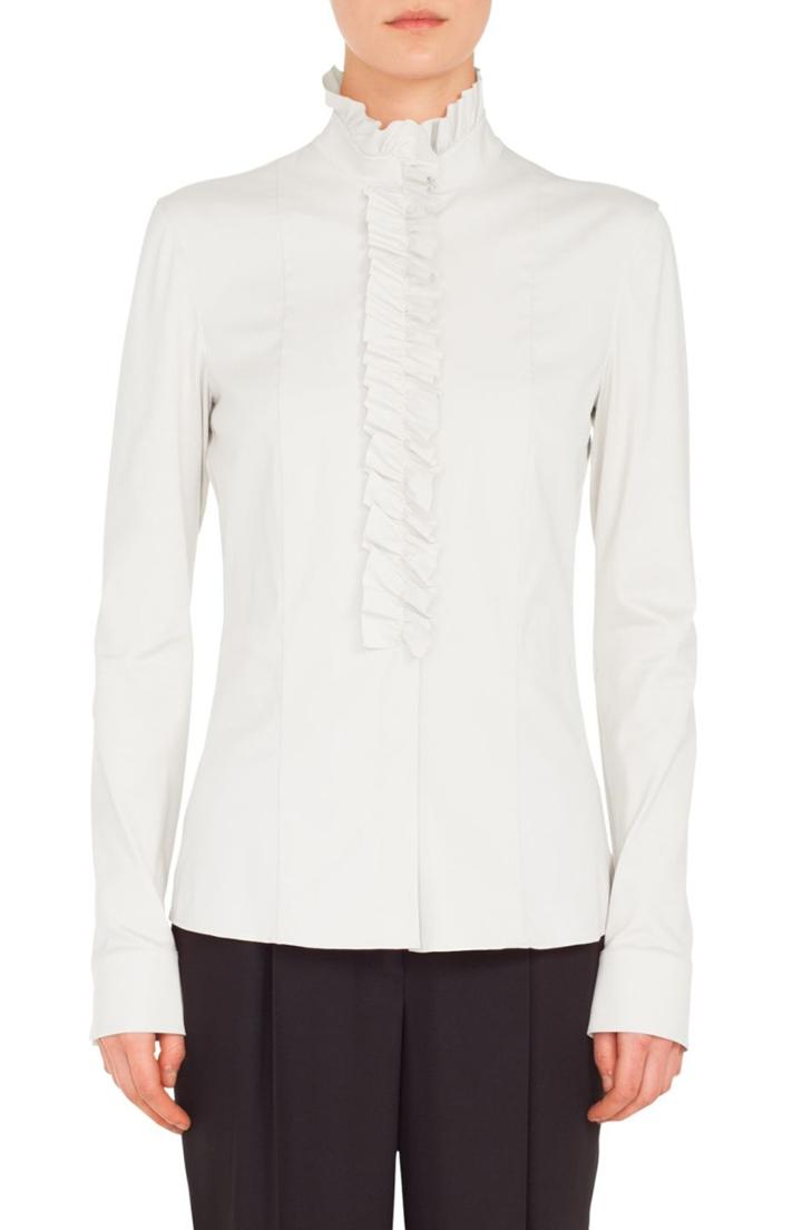 Women's Akris Punto Ruched Ruffle Blouse