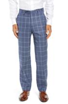 Men's Berle Manufacturing Flat Front Plaid Wool Trousers - Blue