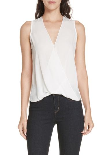 Women's L'agence Mila Draped Silk Surplice Blouse - Ivory