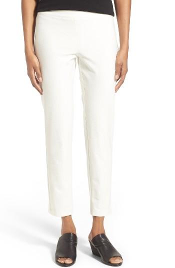 Petite Women's Eileen Fisher Stretch Crepe Slim Ankle Pants P - Beige