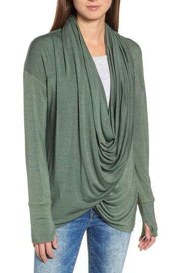 Women's Caslon Off-duty Long Convertible Cardigan - Green