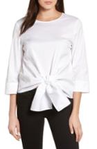 Petite Women's Halogen Tie Front Blouse, Size P - White